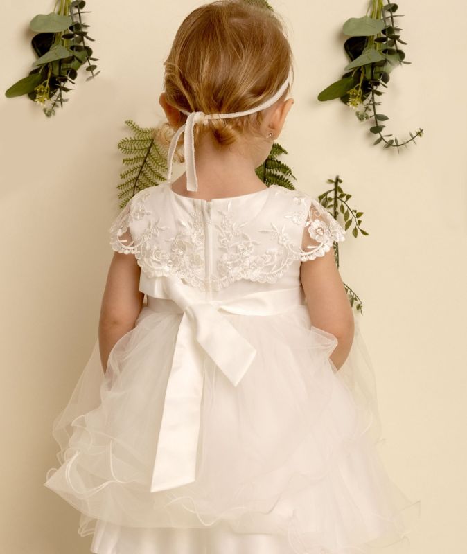 Adorable Lace Tulle Dress for Girls available in Ivory or White