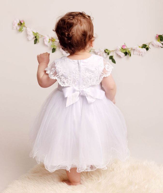 Adorable Lace Tulle Dress for Girls available in Ivory or White
