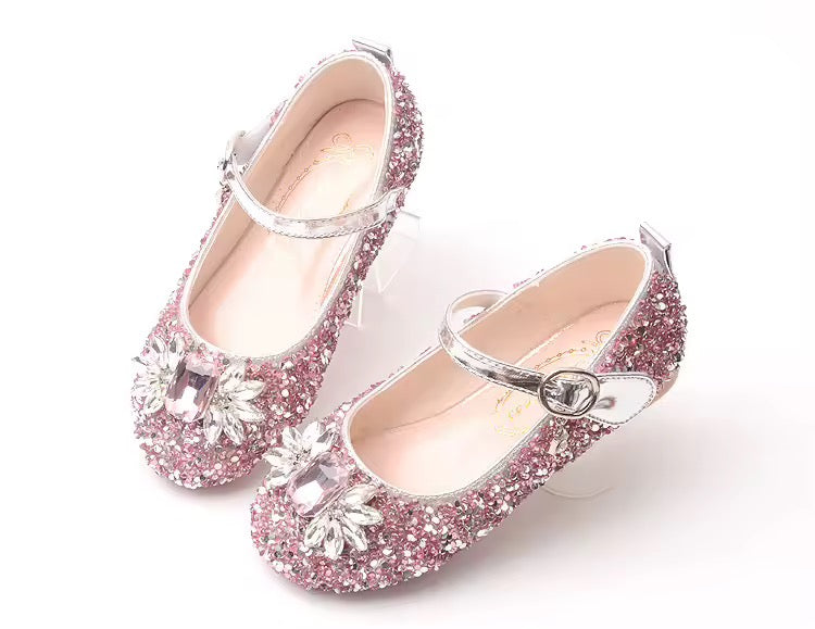 Glitter Princess Shoes | Girls Sparkly Mary Jane Party Shoes | Flower Girl Shoes | Birthday & Wedding Shoes | Blue or Pink