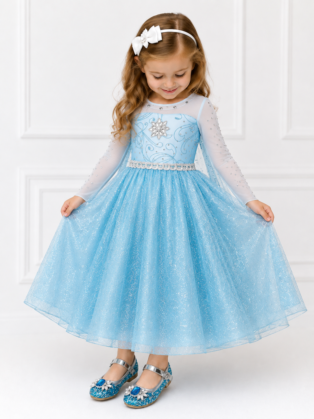 Glitter Princess Shoes | Girls Sparkly Mary Jane Party Shoes | Flower Girl Shoes | Birthday & Wedding Shoes | Blue or Pink