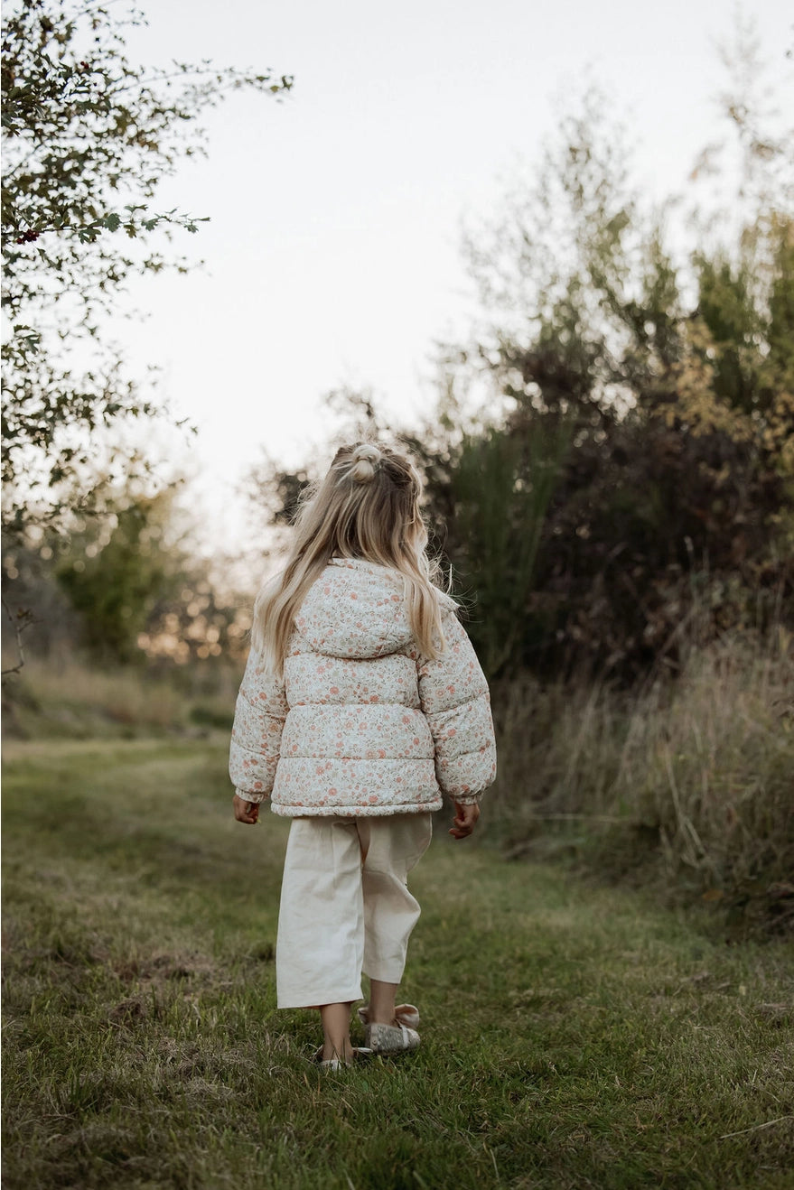 Girls Winter Padded Jacket - Flower and Rabbit Design
