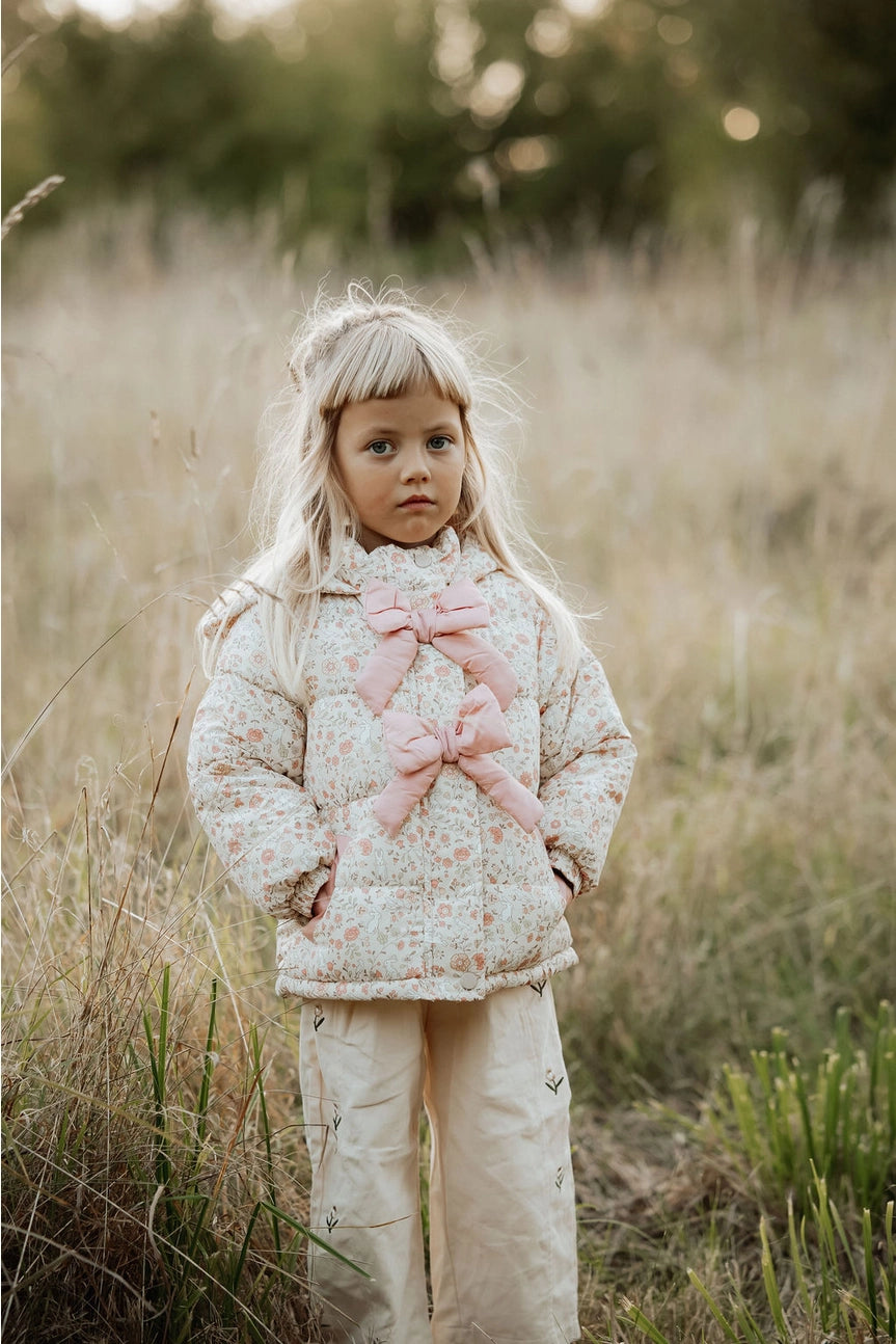 Girls Winter Padded Jacket - Flower and Rabbit Design