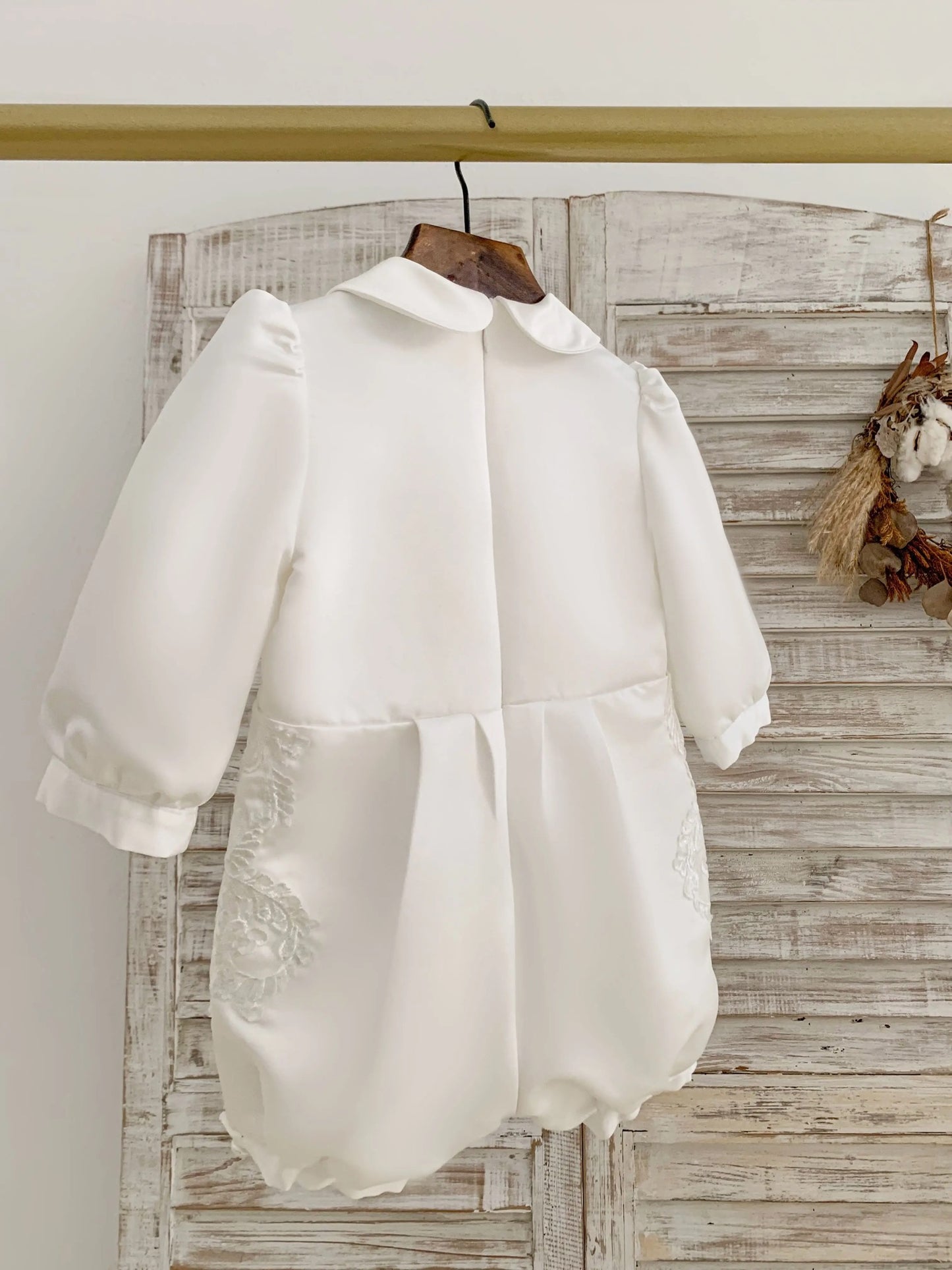 Jace - Boys Traditional 2 Piece Christening Gown - Long Sleeve Romper & Full Length Sleeveless Coat
