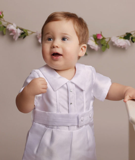 Baby Boy 2 Piece Ivory or White Christening Outfit