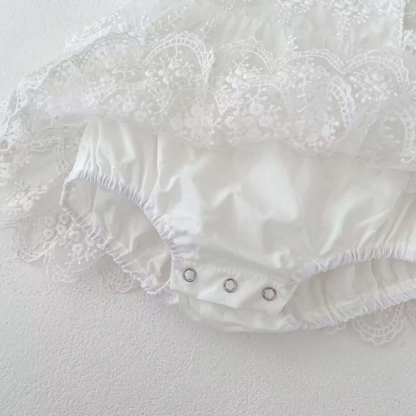 Baby Girls White Lace Romper - Made to Order