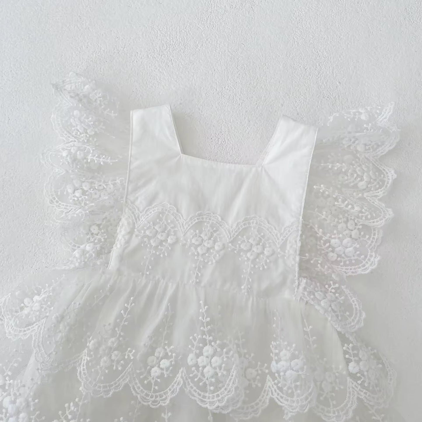 Baby Girls White Lace Romper - Made to Order