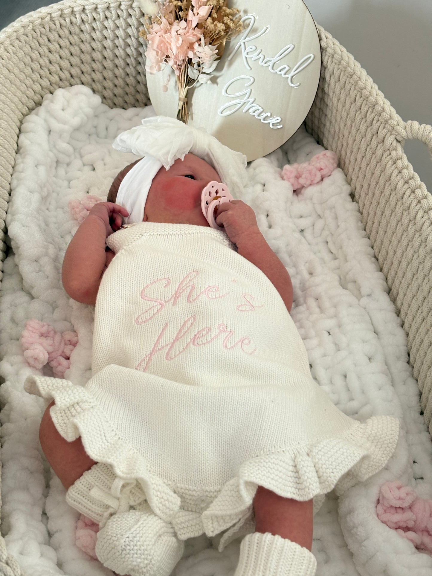 Baby Girls “Coming Home” Handmade Knitted Romper