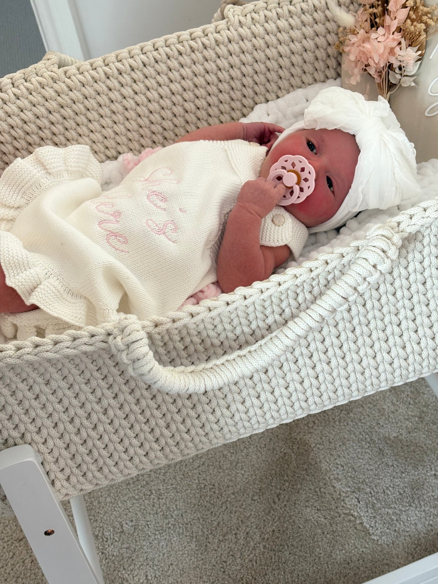 Baby Girls “Coming Home” Handmade Knitted Romper