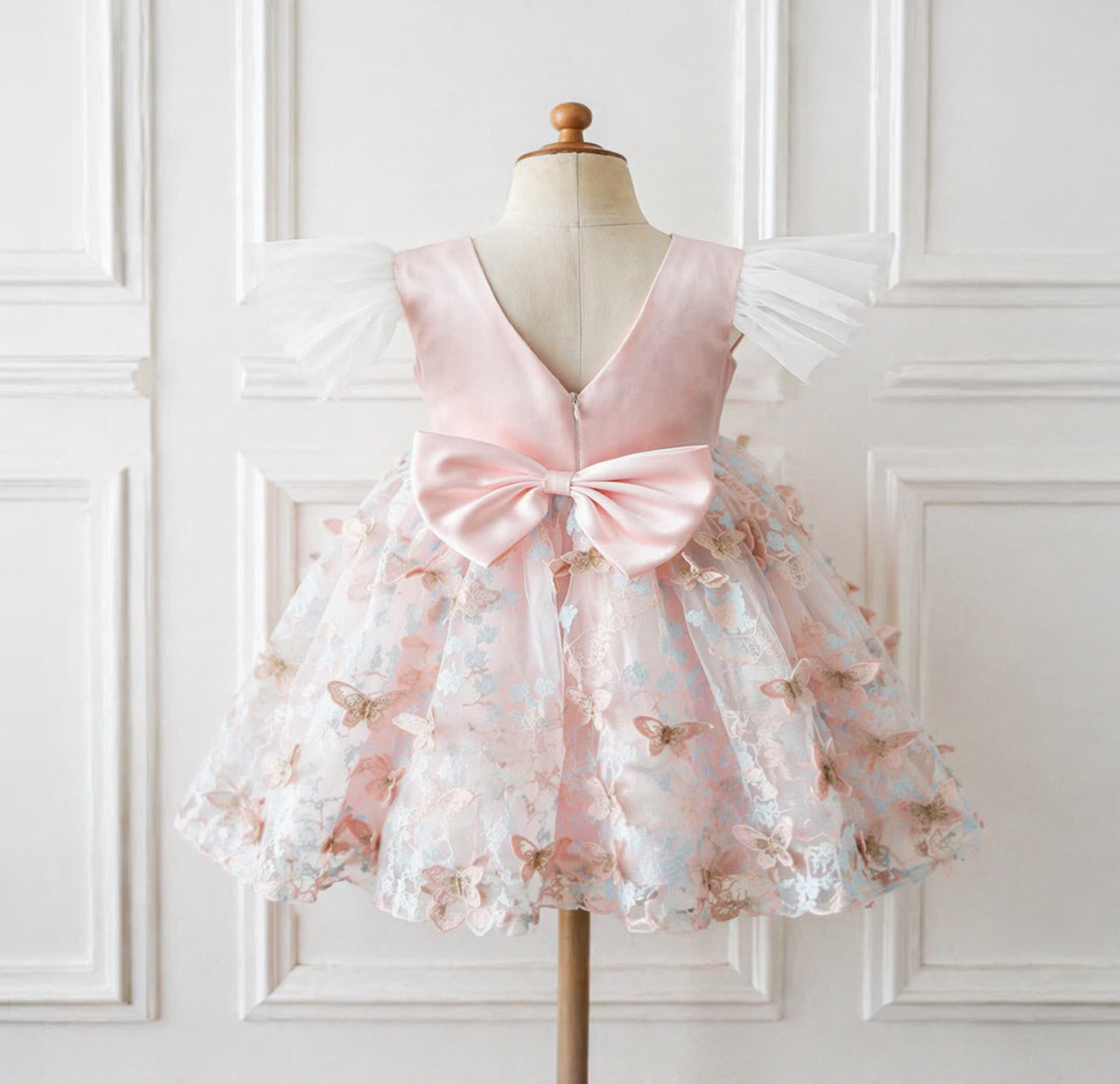 HAND MADE to Order - Pink Girls Butterfly Dress