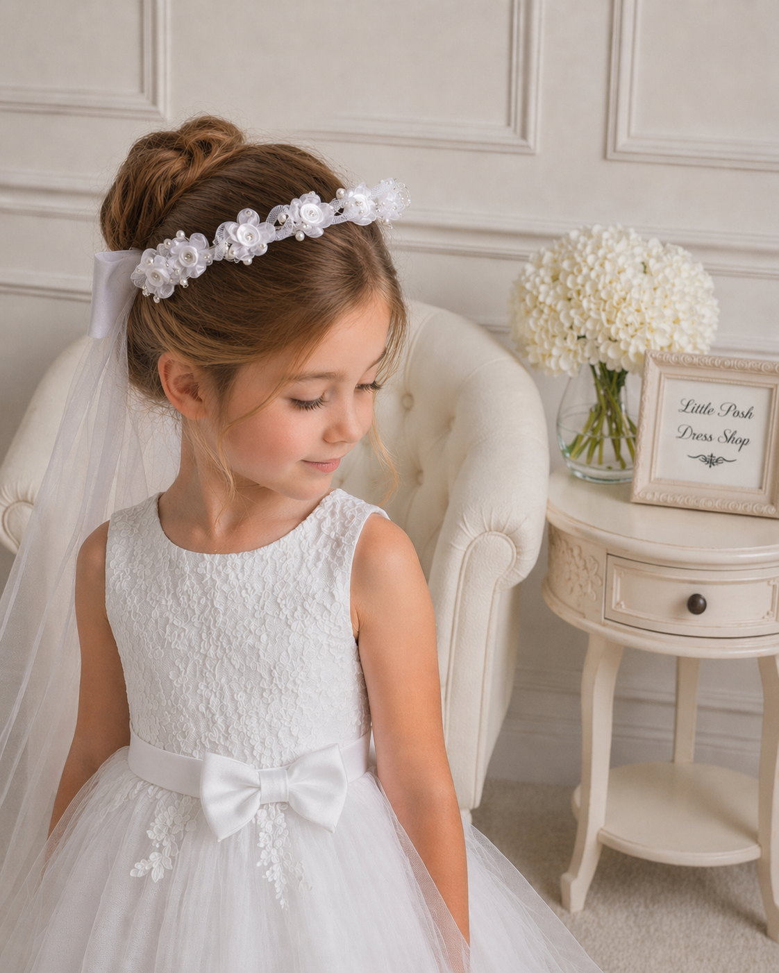 Holy Communion Tiara with White Veil