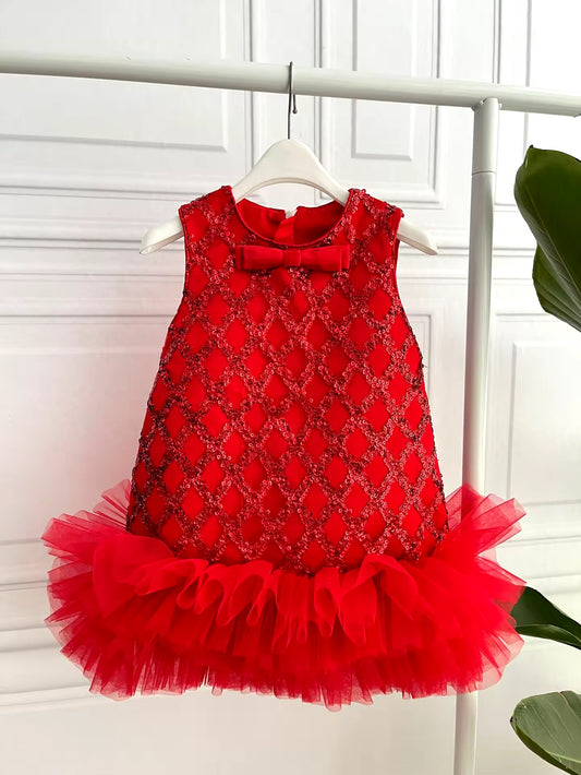Girls Red Sparkle & Tulle Dress - perfect for Christmas