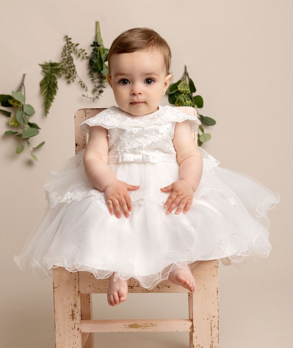 Halle Girls Ivory Christening Dress Ages 0 - 24 Months
