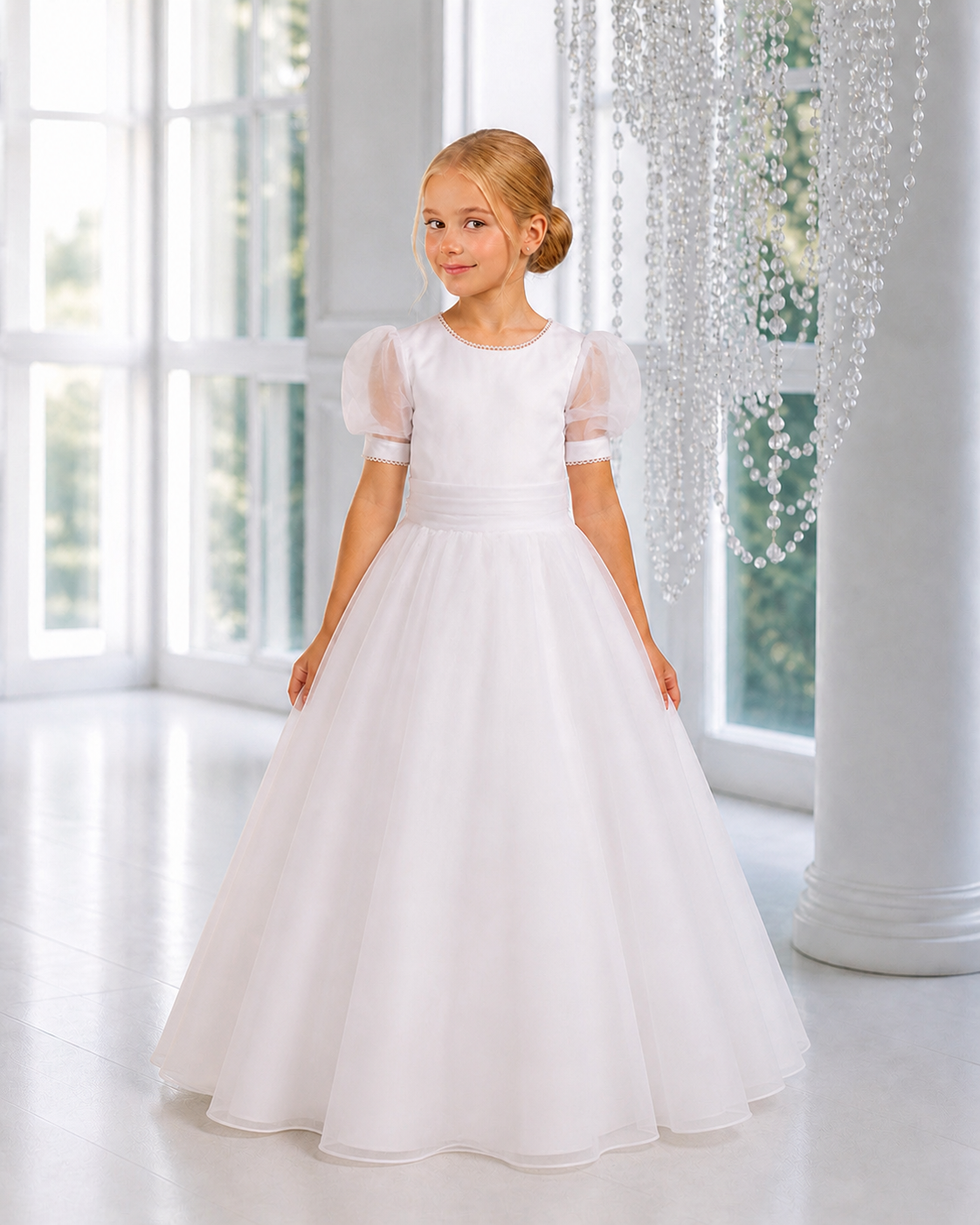 Lola - Holy Communion Dress Age 7-11 Years - White Organza