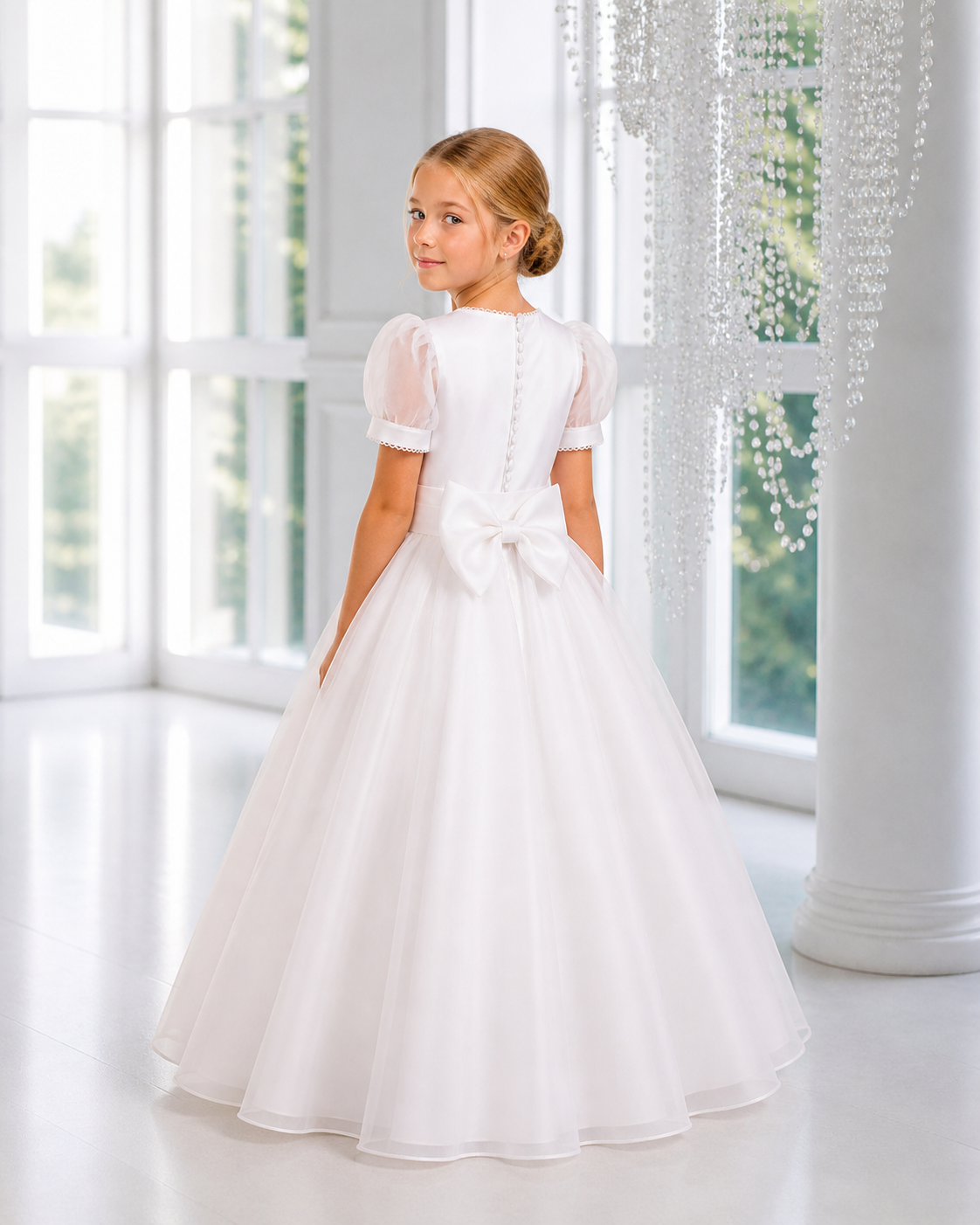 Lola - Holy Communion Dress Age 7-11 Years - White Organza