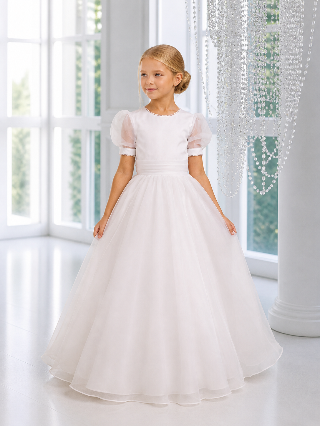 Lola - Holy Communion Dress Age 7-11 Years - White Organza