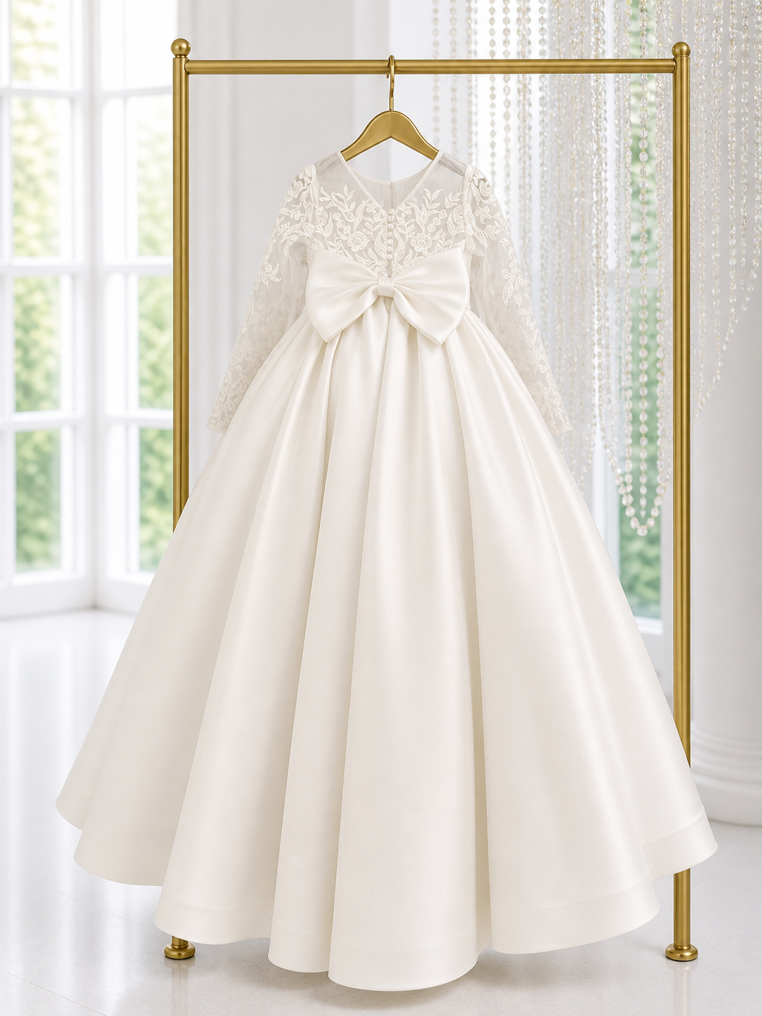 Delilah - Holy Communion/Flower Girl Dress Ivory or White Handmade - 8 weeks Delivery.