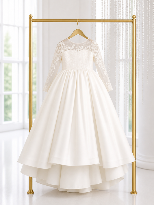 Delilah - Holy Communion/Flower Girl Dress Ivory or White Handmade - 8 weeks Delivery.